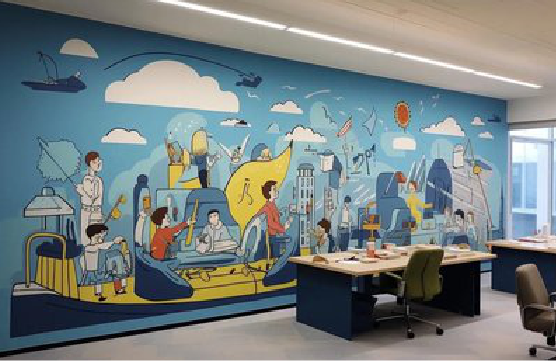威远办公室墙绘的特点。